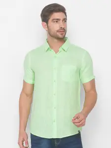 SPYKAR Men Green Solid Cotton Casual Shirt