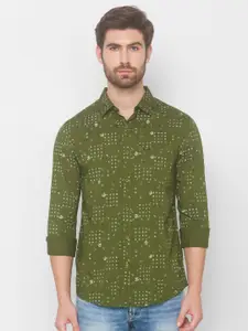 SPYKAR Men Green Printed Casual Shirt