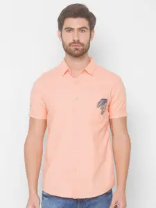 SPYKAR Men Pink Slim Fit Cotton Casual Shirt