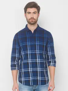 SPYKAR Men Blue Tartan Checks Checked Casual Shirt