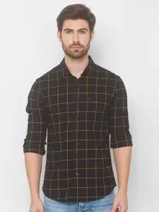 SPYKAR Men Black Grid Tattersall Checks Casual Shirt