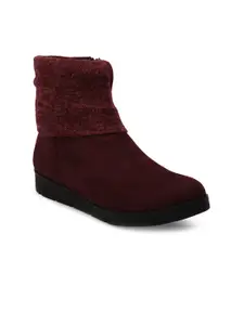 Bruno Manetti Woman Maroon Suede Block Heeled Boots