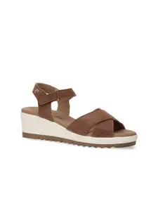 Hush Puppies Brown Leather Wedge Sandals