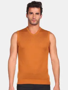 Arrow Men Orange Sweater Vest