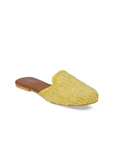 The Desi Dulhan Women Yellow Party Mules Flats