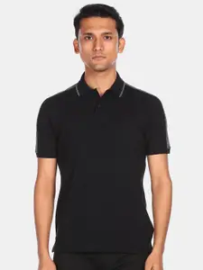 Arrow Sport Men Black Polo Collar T-shirt
