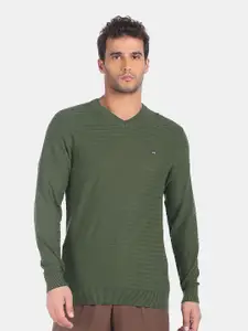 Arrow Sport Men Green Pure Cotton Pullover
