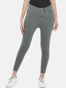 People Women Olive Green Super Skinny Fit Jeans