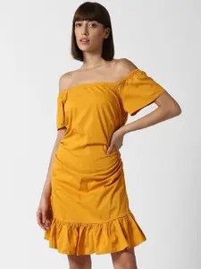 FOREVER 21 Yellow Off-Shoulder Sheath Dress