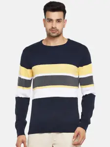BYFORD by Pantaloons Men Navy Blue & White Striped Pullover