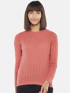 Honey by Pantaloons Women Pink Striped Pullover