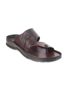 Mochi Men Maroon Leather Comfort Sandals