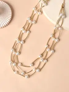 ToniQ Gold-Toned & White Gold-Plated Layered Necklace