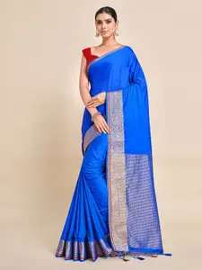 MIMOSA Blue & Gold-Toned Zari Mysore Silk Saree