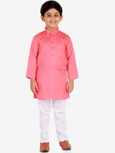 Pro-Ethic STYLE DEVELOPER Boys Pink & White Kurta with Pyjamas