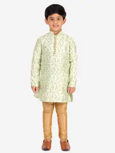 Pro-Ethic STYLE DEVELOPER Boys Green Floral Printed Kurta with Churidar