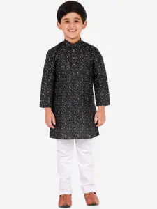 Pro-Ethic STYLE DEVELOPER Boys Black & White Printed Kurta with Pyjamas