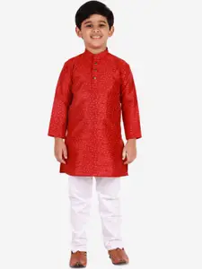 Pro-Ethic STYLE DEVELOPER Boys Maroon Printed Kurta with Pyjamas