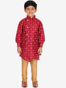 Pro-Ethic STYLE DEVELOPER Boys Maroon & Beige Printed Kurta with Pyjamas