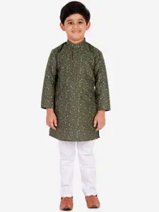 Pro-Ethic STYLE DEVELOPER Boys Green Printed Kurta with Pyjamas