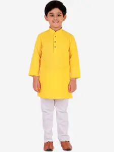 Pro-Ethic STYLE DEVELOPER Boys Yellow & White Kurta with Pyjamas