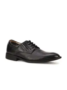 Bata Men Black Solid Leather Formal Derbys