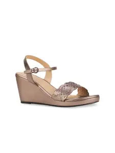 Bata Grey Wedge Sandals with Laser Cuts