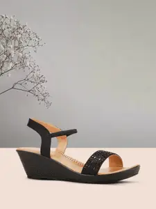 Bata Black Wedge Sandals