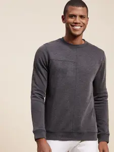 MASCLN SASSAFRAS Men Grey Solid Sweatshirt With Overlock Stitch Detail