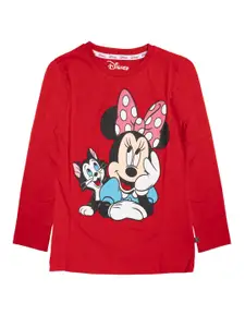 KINSEY Girls Red Minnie Mouse Printed Bio Finish Applique T-shirt