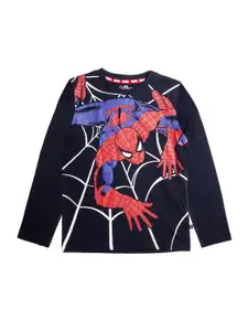 KINSEY Boys Navy Blue Spider-Man Printed T-shirt