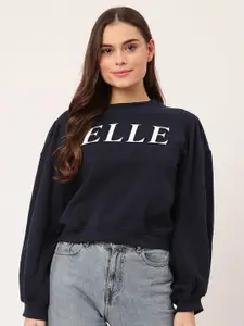 ELLE Women Blue Printed Sweatshirt