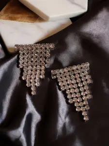 Bellofox Silver-Toned Geometric Studs Earrings