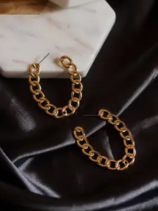 Bellofox Gold-Toned Contemporary Half Hoop Earrings