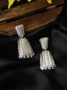 Bellofox Silver-Toned Contemporary Jhumkas Earrings