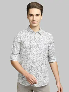 Parx Men Grey Slim Fit Floral Printed Casual Shirt