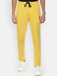 Van Heusen Sport Men Yellow Solid Slim-Fit Pure Cotton Track Pants