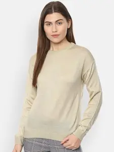 Van Heusen Woman Beige Solid Pullover