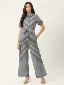 ROOTED Grey Striped Maxi Dress