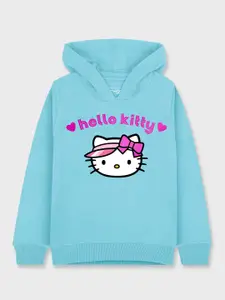Kids Ville Hello Kitty Girls Blue Printed Hooded Sweatshirt
