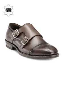 Teakwood Leathers Men Brown Leather Monks