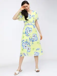 Tokyo Talkies Yellow Floral Midi Dress