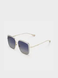BOLON EYEWEAR Men Grey Lens & Gold-Toned Square Sunglasses with Polarised and UV Protected Lens
