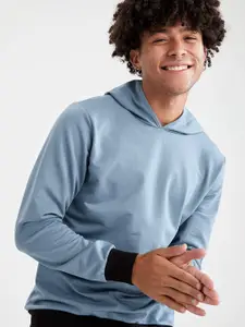 DeFacto Men Blue Hooded Sweatshirt