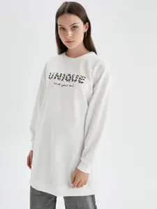 DeFacto Women White Printed Sweatshirt