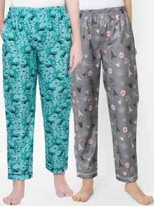 FashionRack Women Set of 2 Multi Printed Lounge Pants