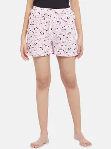 Dreamz by Pantaloons Women Pink Conversational Printed Cotton Lounge Shorts