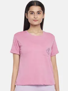 Dreamz by Pantaloons Women Pink Pocket Lounge T-shirt