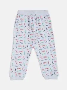 Pantaloons Baby Infant Boys Grey Melange & Red Typography Printed Pure Cotton Joggers