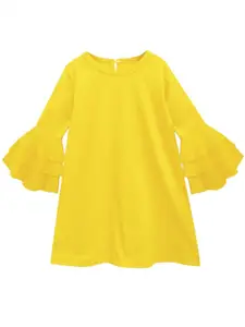 A.T.U.N. A T U N Yellow A-Line Cotton Ruffled Dress